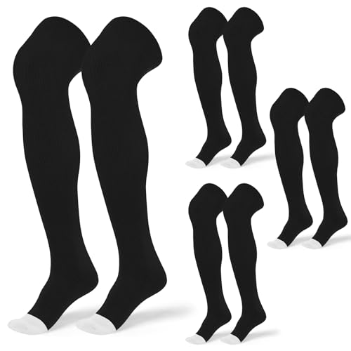 SUNYIWJIE 4 Pair Over-the-Knee Football Baseball Socks - Medium Black