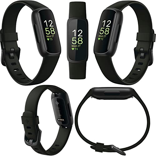 Fitbit Inspire 3 Health & Fitness Tracker - Black Bundle with Bands & Accessories