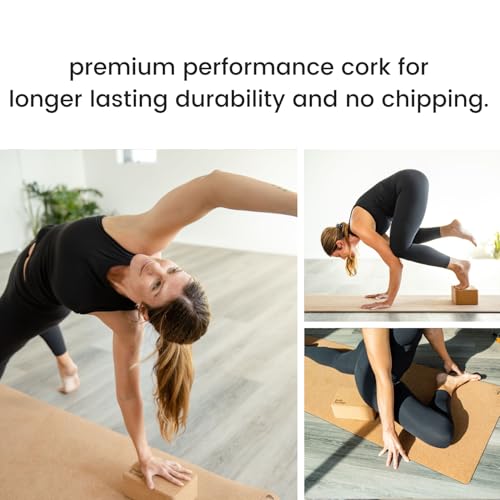 Cork Yoga Blocks 2 Pack - Extra Large, Durable, Non-Slip, Classic