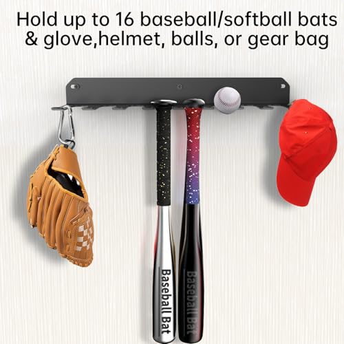 Yuleimy Wall Mount Baseball Bat Rack for 16 Bats - 1 Pack