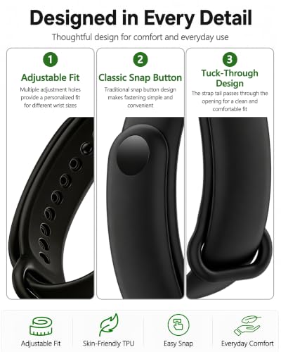 Replacement Straps for Xiaomi Smart Band 10/9/8 - 3-Pack TPU (Black, Dark Grey, Navy Blue)