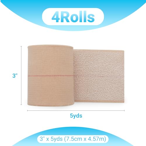 OK TAPE Elastic Adhesive Bandage Wrap 3 Inch x 5 Yards Beige - 4 Rolls