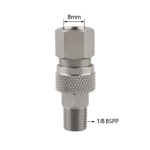 Forster Quick-Disconnect Set - 1/8 BSPP Fill Nipple & 8MM Plug Adapter for PCP Paintball Air Charging Tools
