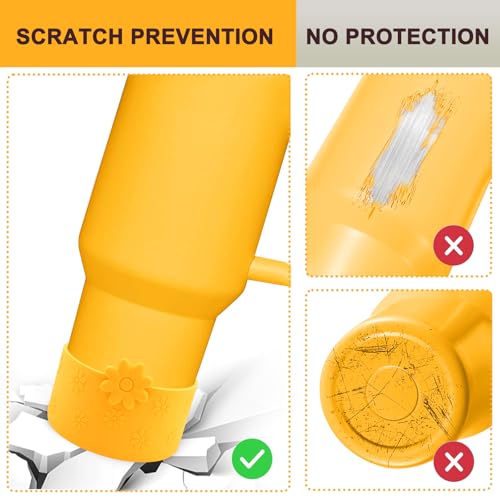 Flower Silicone Protective Boot for Stanley Cup - 30/40 OZ - Lemon Yellow