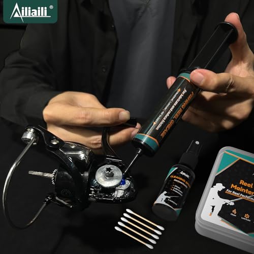 iliaili Fishing Reel Care Kit 3.9oz with Needle Oil & Grease - All-in-One Maintenance Set