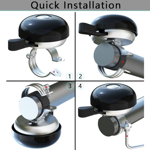 Greallthy Black Left Hand Bicycle Bell for Adults & Kids, Loud Cycling Horn