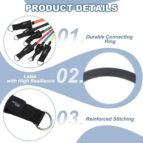 PATIKIL 50 lb Resistance Tube Band – Black, 45in Power Tube for Upper/Lower Body Workout