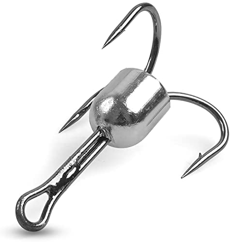 SILANON 6/0-1.25oz Weighted Treble Hooks 5pcs for Baitfish, Trout & Salmon Fishing