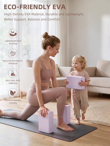 Lavender Yoga Blocks 2 Pack 9x6x3 Inches Eco-Friendly Exercise Props