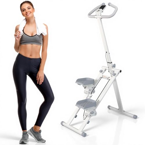 Folding Stair Stepper for Home Workout - 350LBS Capacity, White