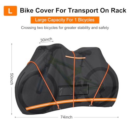 BORDAN 1-Bike Cover on Rear Rack, 74x30x50 in, 600D Waterproof, Includes Bar Cover