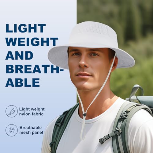 VOBOOM Unisex White Wide Brim UV Sun Hat - One Size
