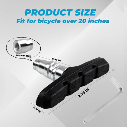 4 PCS Professional V-Brake Pads for Bicycles with Hex Wrench and Storage Box
