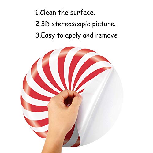 Joy Day 18 Pieces Peppermint Floor Decals Stickers for Christmas Candy Party Decoration Supplies Xmas Candy Land Party Decor Decals for Floors, Windows, Counters and Walls