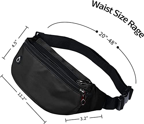 Water-Repellent Fanny Pack for Travel & Sports - 1 Pack Black
