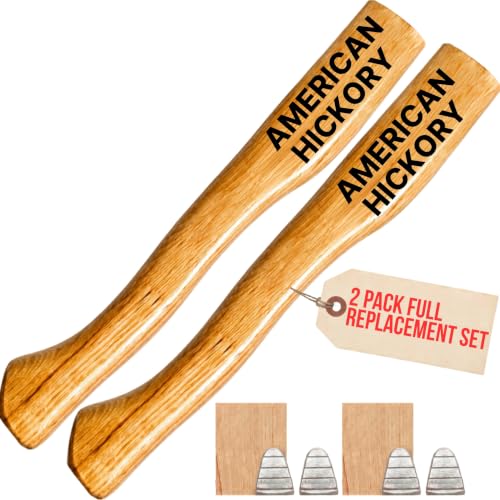 Cuitáxi 2 Pack 14-Inch Hickory Axe Handles for 1-1/4 Pound Axes with Wedges - Replacement Hatchet Handles