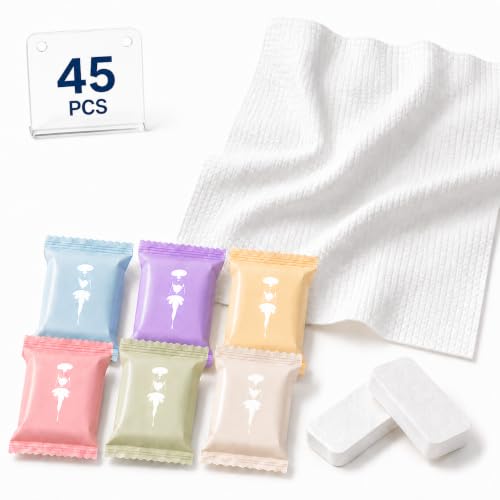 Disposable Compressed Washcloths - 45 Count Travel Towels