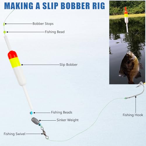 Fishing Bobber Stops with Beads - Adjustable Slip Knot Set - 50pcs