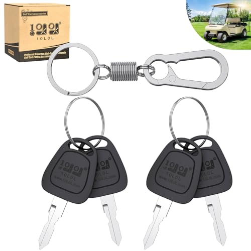 Replacement Golf Cart Keys - 4 Pack with Spring Keychain for Club Car DS & Precedent