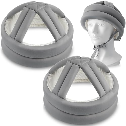 Woanger 2 Pcs Anti Fall Elder Head Safety Helmet for Adults Special Needs Thick Soft Protective Hat Adjustable Seniors Fall Prevention Head Protection Cap Elderly Helmet for Injury Protection (Gray)