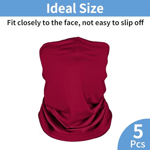 5 Pack Multicolor Neck Gaiter - UV Protection Cooling Face Mask