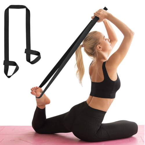 Adjustable Yoga Mat Carrier Strap - 5.9ft Stretching Strap - Black Style B