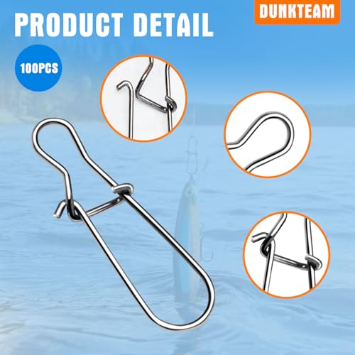 100PCS Stainless Steel Duo Lock Snap Swivel Fishing Clips