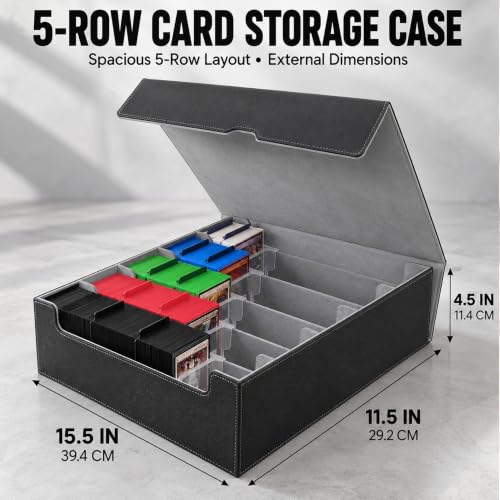 Scimi 5-Row Trading Card Storage Box for MTG Decks, 3800+ Cards, Black