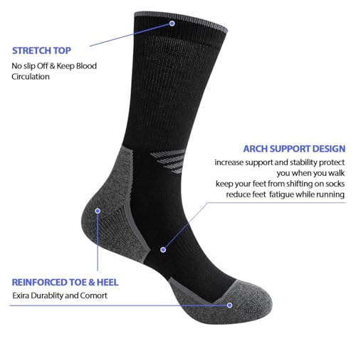 JOYNÉE 5/10 Pairs Mens Lightweight Athletic Crew Socks Cushioned