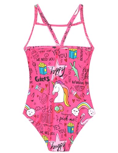 Girls One-Piece Multicolor Swimsuit - Red Cartoon, 5-6 Years