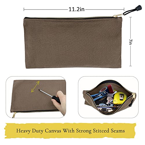 7 Pack Canvas Tool Bag Zipper Pouch - Heavy Duty 16 oz. Canvas Tools Utility Pouches, Multipurpose Storage Organizer Tote Bags with Dependable Metal Zippers, 12.5 x 7-Inch