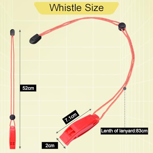 4-Pack Emergency Survival Whistles with Reflective Lanyard - Orange
