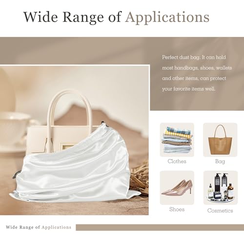Drawstring Satin Dust Bags 3 Pack - White 19.6 x 15.7 in