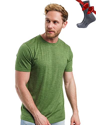 Men's Merino Wool Base Layer T-Shirt - Olive Grove Large by Merino.tech
