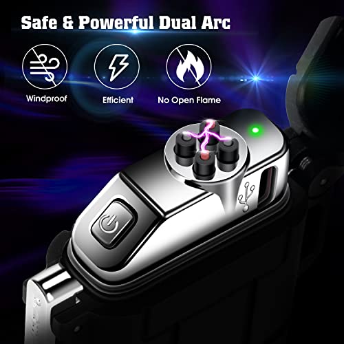 Rechargeable Dual Arc Plasma Lighter - Waterproof Black Dual Arc