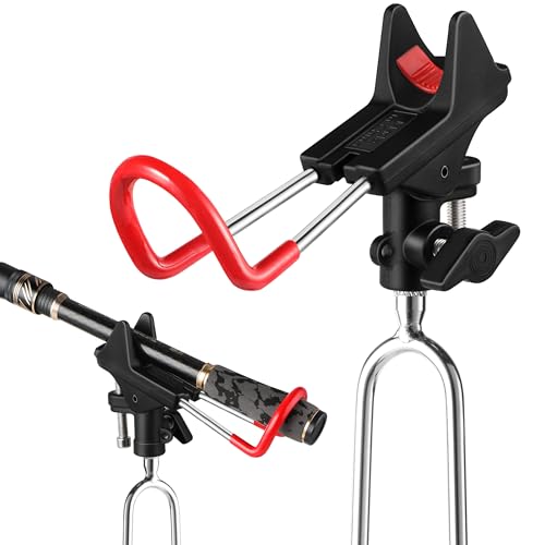 PLUSINNO 1 Pack Fishing Rod Holders with 360° Adjustable Angles - Red & Black