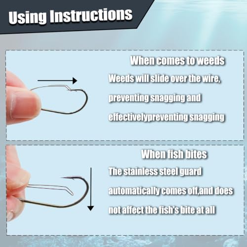 Weedless Wacky Rig Hooks - 30Pcs 1/0# Wire Guard Bass Fishing