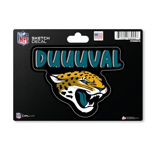 Jacksonville Jaguars Sketch Look Vinyl Decal Sticker - 4 x 6 Inch