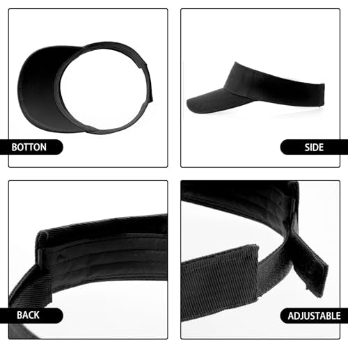 Adjustable Cotton Sun Visor Hat for UV Protection - Black