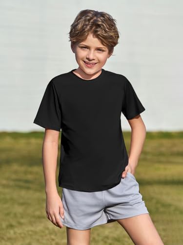 Boys Quick Dry Athletic Performance T-Shirt - Black, 5-6 Years