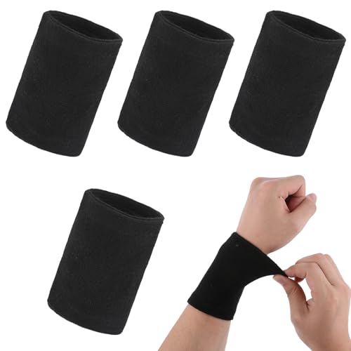 Wrist Compression Sleeves - 2 Pairs Black Nylon Support Wraps