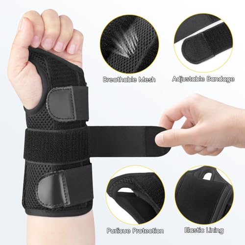 Wrist Brace for Carpal Tunnel - Adjustable Left Hand Support, Black