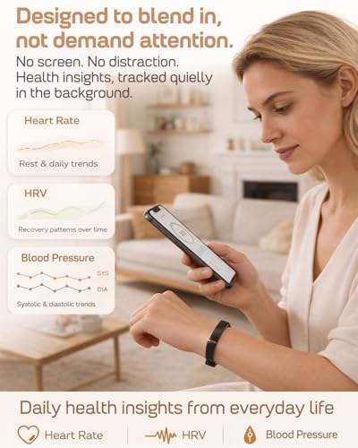 Screenless Fitness Tracker - 24/7 Heart Rate & Sleep Monitor - Black