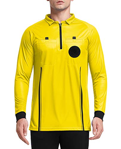 Pro Soccer Referee Jersey - Long Sleeve, Yellow, Large