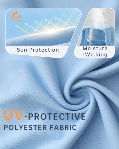 Toddler Boys Long Sleeve Rash Guard Swim Shirt - UPF 50+, Sky Blue, 5-6 Years
