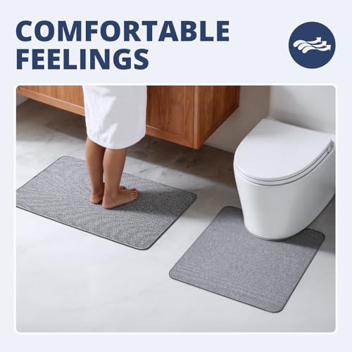 2-Piece Bath Mat Set - Absorbent Quick Dry Non-Slip Rugs