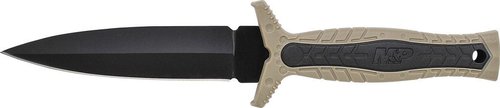 Smith & Wesson SWMPF3BR 9in High Carbon S.S. Full Tang Fixed Blade Knife with 4.6in Single Edge Blade and Rubberized Handle for Tactical, Survival and EDC,Black