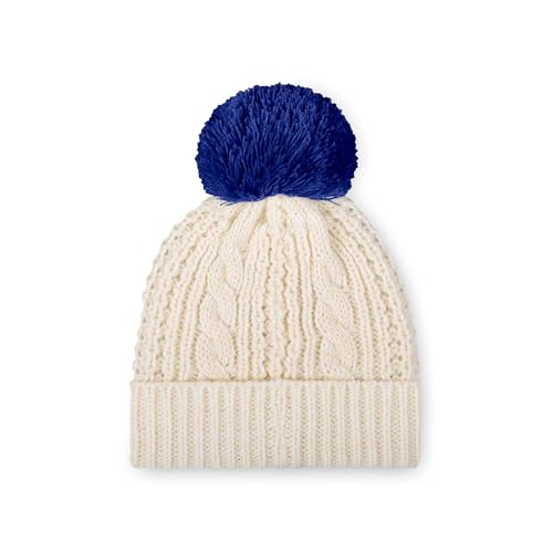Buffalo Bills Cable Knit Pom Beanie Hat - One Size - White