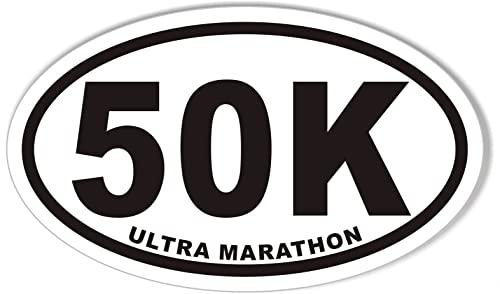 50K Ultra Marathon Oval Bumper Sticker - Durable & Weatherproof