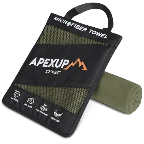 Microfiber Travel Towel - Ultra Absorbent Quick Dry - 24"×12" Army Green
